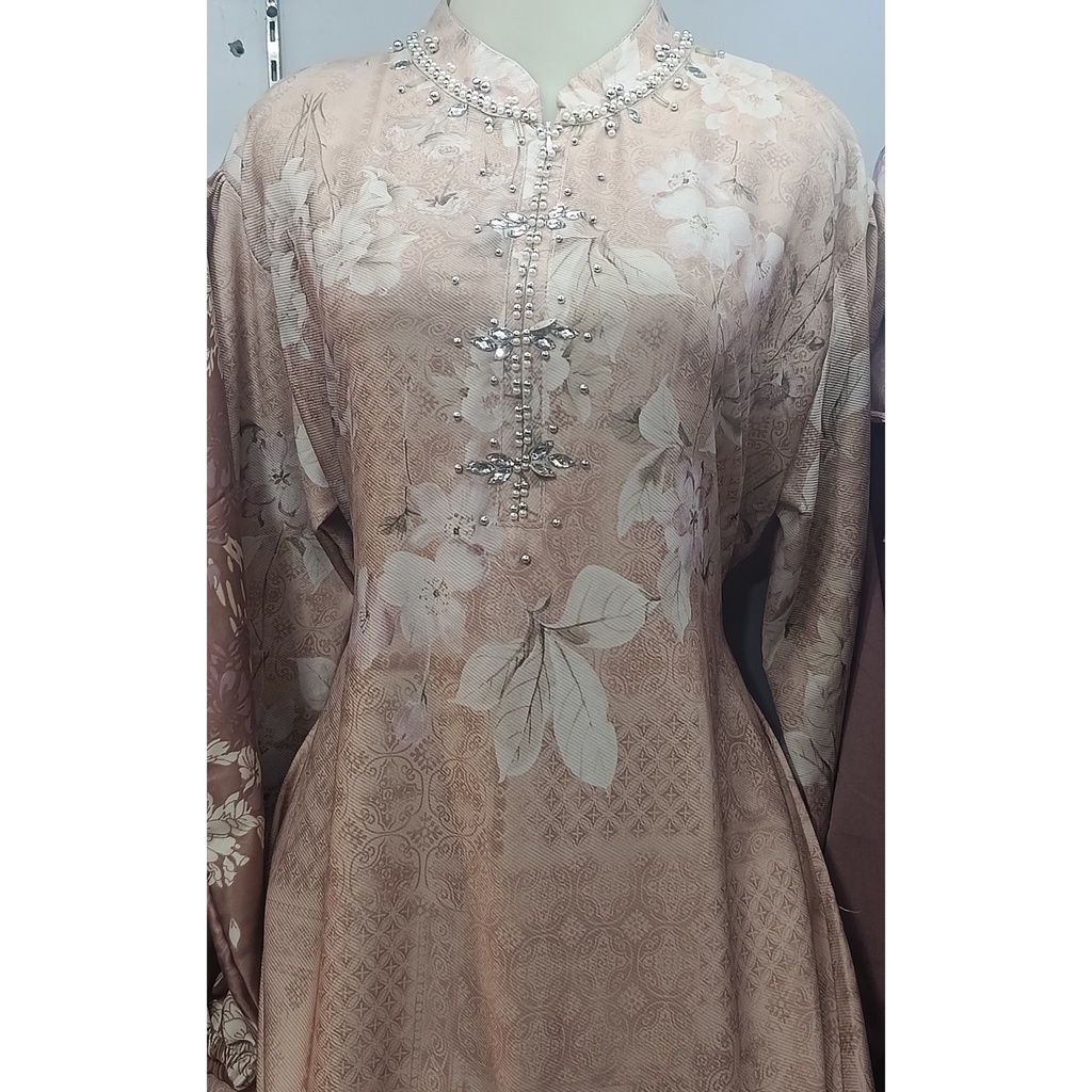 Gamis Wanita Mocca Motif Bunga-bunga